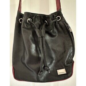 Perlina Hobo Black/Red Glovetan Leather 80s VTG Hobo Bag Purse 11x7